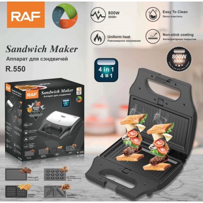 Machine à sandwich 4 tranches 4 en 1, gaufrier, grill panini,