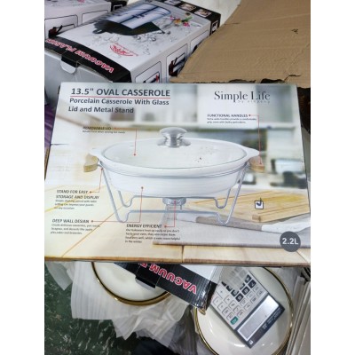 chafing Dish pour servir chaud  céramique Couvercle en verre 2.2L