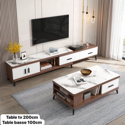 Meuble TV Table Basse de Luxe 2 pcs Ensemble
