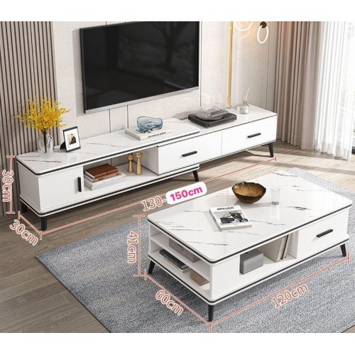 Table 2 pcs Ensemble Meuble TV Table Basse de Luxe 2