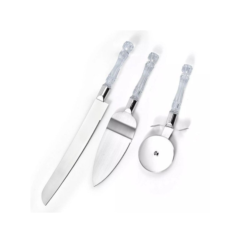 Set 3 pièces découpe pizza, pain et Dessert  gâteau