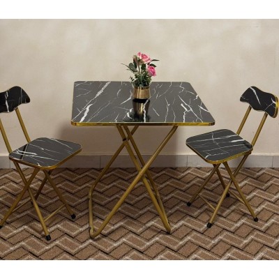 Table Tête à tête  de luxe Pliable Avec 2 Chaises