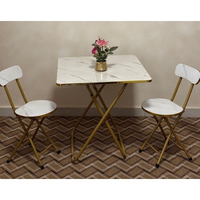 Table Tête à tête  de luxe Pliable Avec 2 Chaises