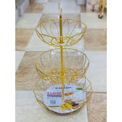 Corbeille à fruits en Doré à 3 étages Design Moderne