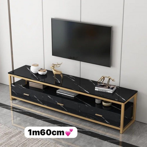 Meuble TV VIP – Design Moderne avec Plateau Marbre et Structure Métal Doré 2