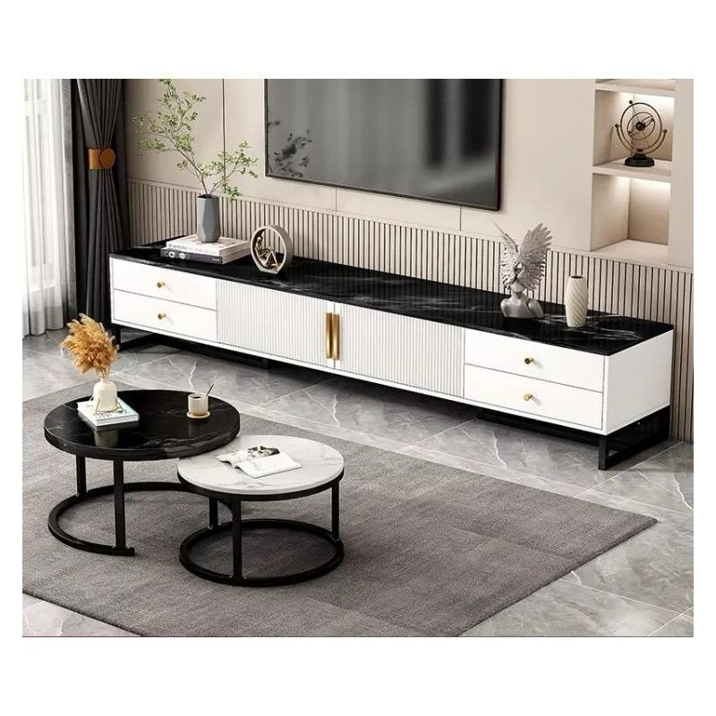 Ensemble  2 Meubles de Luxe Noirs  Marbre