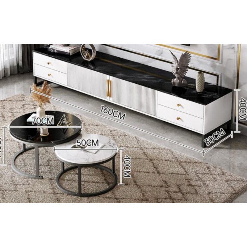 Ensemble  2 Meubles de Luxe Noirs  Marbre