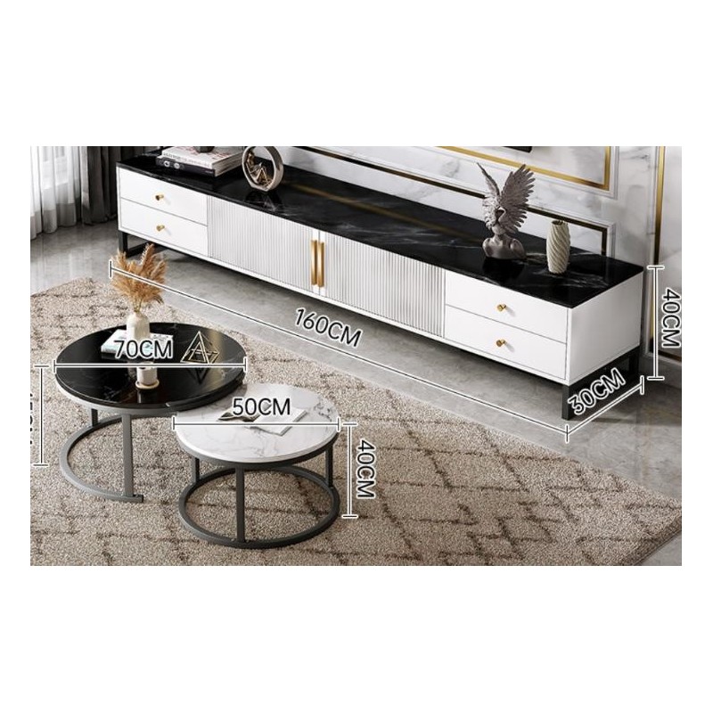 Ensemble  2 Meubles de Luxe Noirs  Marbre