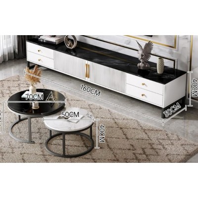 Ensemble  2 Meubles de Luxe Noirs  Marbre