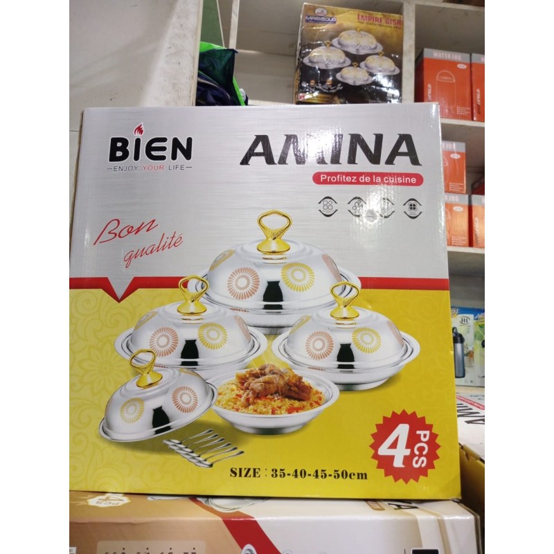 4 Bols Inox VIP  service De Table - Avec Couvercle