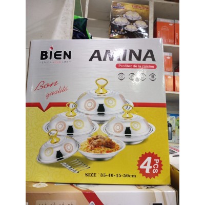 4 Bols Inox VIP  service De Table - Avec Couvercle