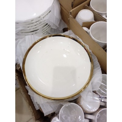 Lot de 6 assiettes  blanche avec bord doré 26,7 cm