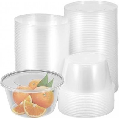 Lot 50 Pcs Pot  en Plastique  Ronde 500 Ml  avec Couvercle