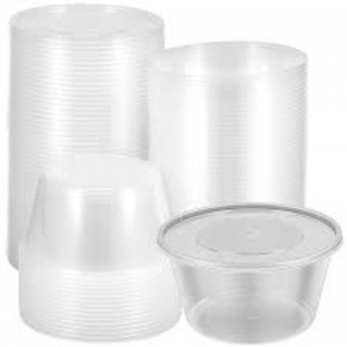 Lot 50 Pcs Pot  en Plastique  Ronde 500 Ml  avec Couvercle 2