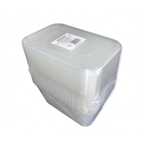 Lot 50 barquettes rectangulaires en plastique avec couvercles 500ML 2