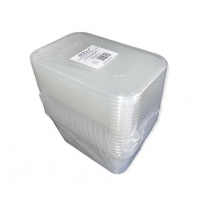 Lot 50 barquettes rectangulaires en plastique avec couvercles 500ML