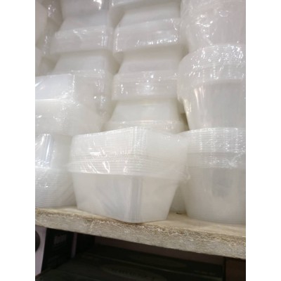 Lot 50 barquettes rectangulaires en plastique avec couvercles 500ML