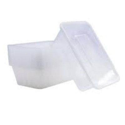 Lot 50 barquettes rectangulaires en plastique avec couvercles 500ML