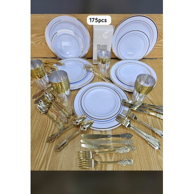 Service  couverts de table doré 175 pièces pour 25  invités