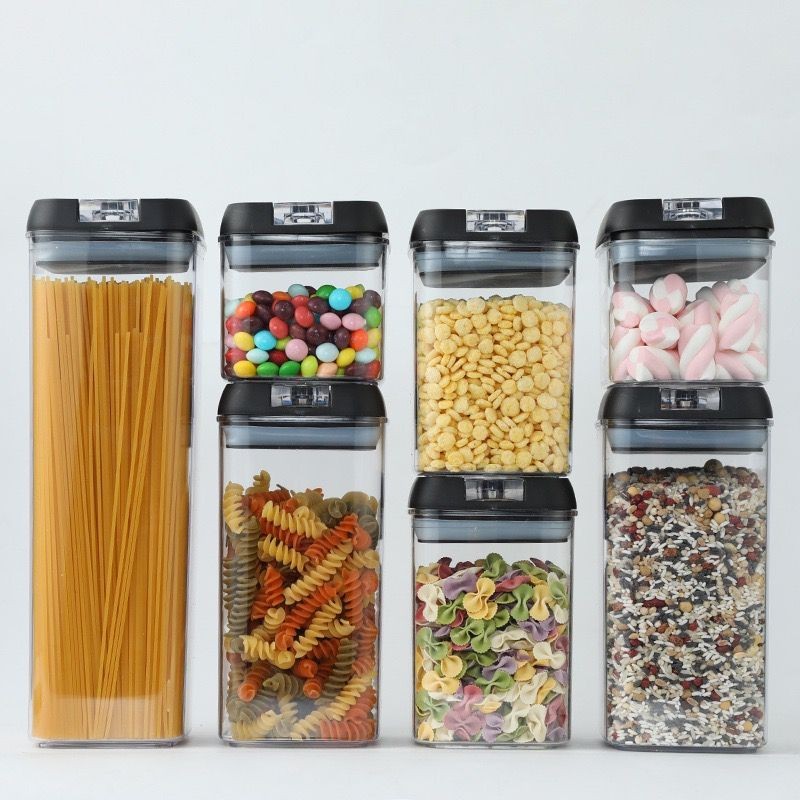 Lot de 7 boîtes de rangement transparentes hermétiques empilables