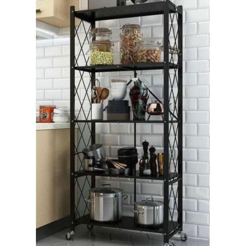 Étagère en fer 5 étages avec roues - cuisine Pliable 2