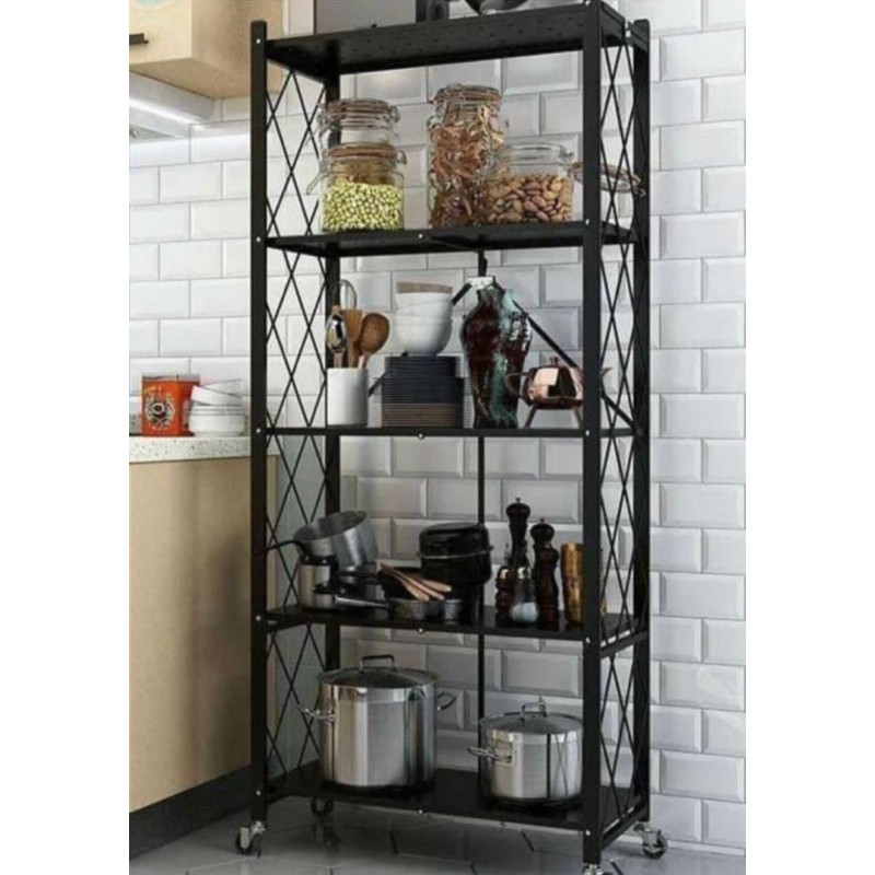 Étagère en fer 5 étages avec roues - cuisine Pliable