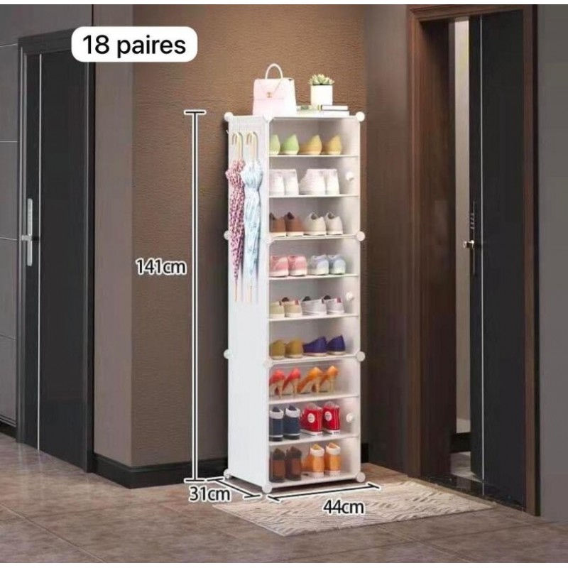 Étagère à chaussures en plastique empilable