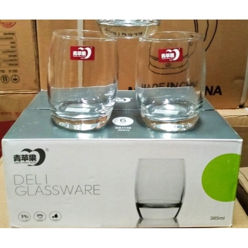 Lot de 6 verre a boisson transparent  à bord fin