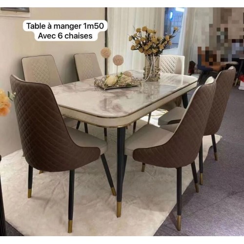 Table à Manger 1m50 avec 6 Chaises – Élégance Moderne et Confort