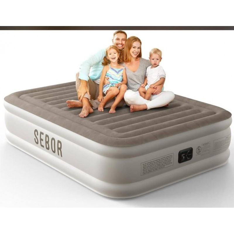 Matelas Gonflable Double Grand Format – 200 x 150 cm x 40 cm , Épais et Résistant pour Camping ou Invités