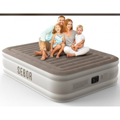 Matelas Gonflable Double Grand Format – 200 x 150 cm x 40 cm , Épais et Résistant pour Camping ou Invités