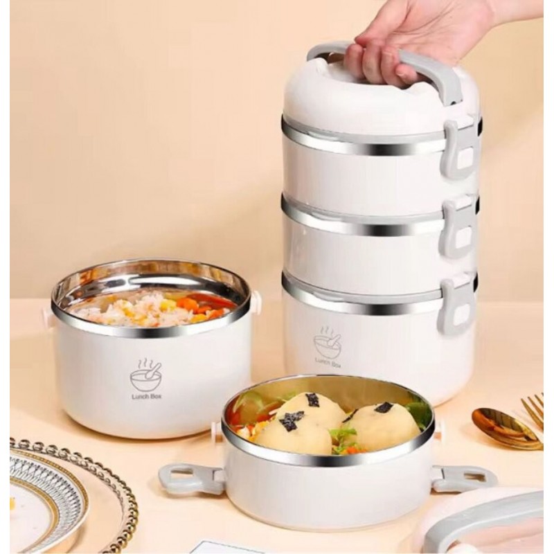 Ensemble de Boîtes à Bento Isothermes – Acier Inoxydable,  4 Niveaux avec Sac Isotherme