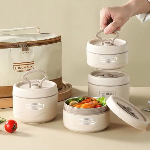 Boîtes à Bento Isothermes – Acier Inoxydable,  4 Niveaux avec Sac Isotherme