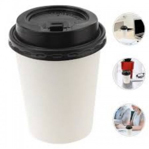 Lot de 50 Gobelets en Papier jetables  à Double Paroi avec Couvercles - Isolation Café/Thé