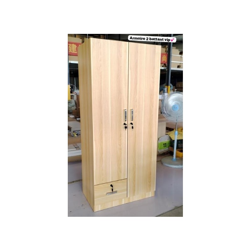Armoire 2 Portes Bois  avec Étagères & Tiroir -  Moderne