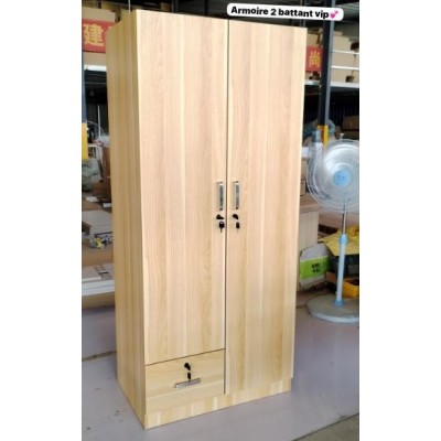 Armoire 2 Portes Bois  avec Étagères & Tiroir -  Moderne