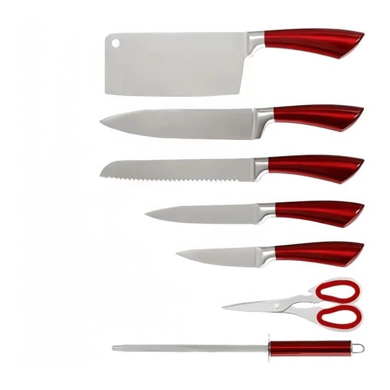 Set de 8 Couteaux de Cuisine en Acier Inoxydable avec Socle Transparent - Professionnel & Ergonomique