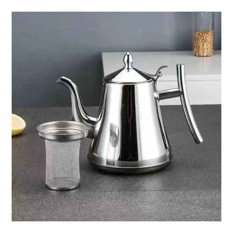 Théière en Acier Inoxydable 1L - Filtre à Thé Intégré & Design Conique Élégant