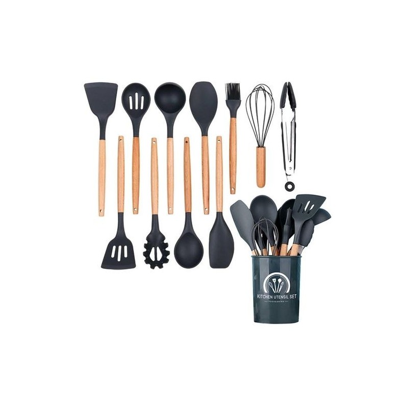 Lot de 12 ustensiles de cuisine élégants en silicone