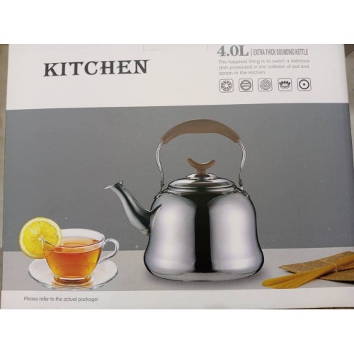 Bouilloire Acier Inoxydable 4L - Compatible Induction/Gaz/Électrique (Bec Verseur Arqué & Design Bombé 2