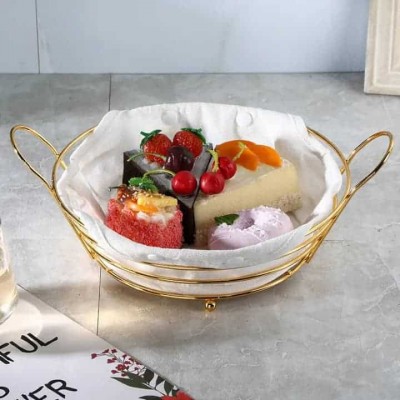 Panier de Rangement Doré avec Doublure Blanche - Design Luxe & Pratique