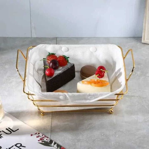 Panier de Rangement Doré avec Doublure Blanche - Design Luxe & Pratique