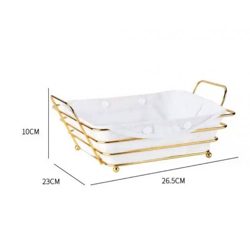 Panier de Rangement Doré avec Doublure Blanche - Design Luxe & Pratique