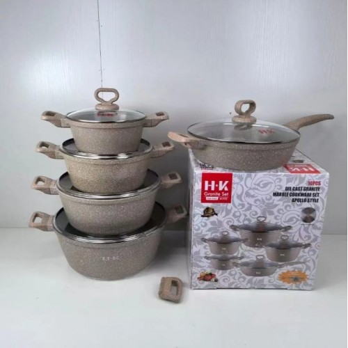 Ensemble de Batterie de Cuisine en Granit  Marbré