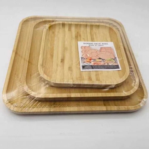 Ensemble de 3  Assiettes plateaux en bambou naturel – 30 cm, 24 cm, 19 cm