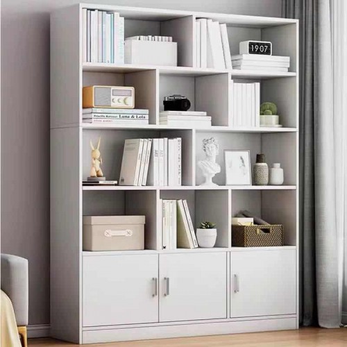 Bibliothèque en bois brun foncé ou blanc – Meuble de rangement décoratif 120x24x180 cm
