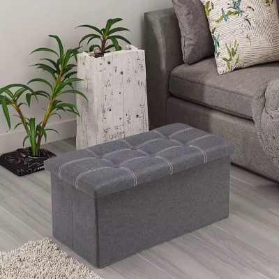 Pouf Rectangulaire Pliable en Tissu  avec Rangement Intégré