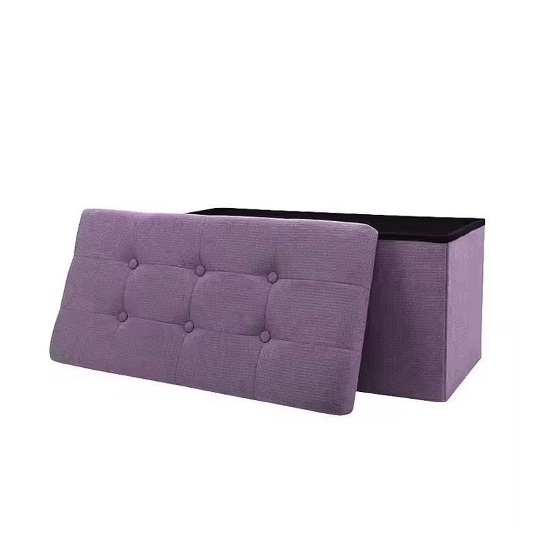 Pouf Rectangulaire Pliable en Tissu  avec Rangement Intégré