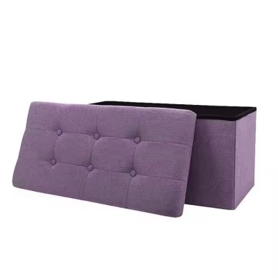 Pouf Rectangulaire Pliable en Tissu  avec Rangement Intégré