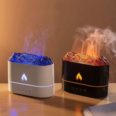 Diffuseur d’Huiles Essentielles 3-en-1 – Humidificateur Ultrasonique avec Veilleuse LED et Effet Flamme